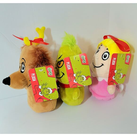 Grinch Chracters Mini Plush Christmas Dr Seuss Max Cindy Lou Who 6 inch Set 3 - Picture 6 of 10